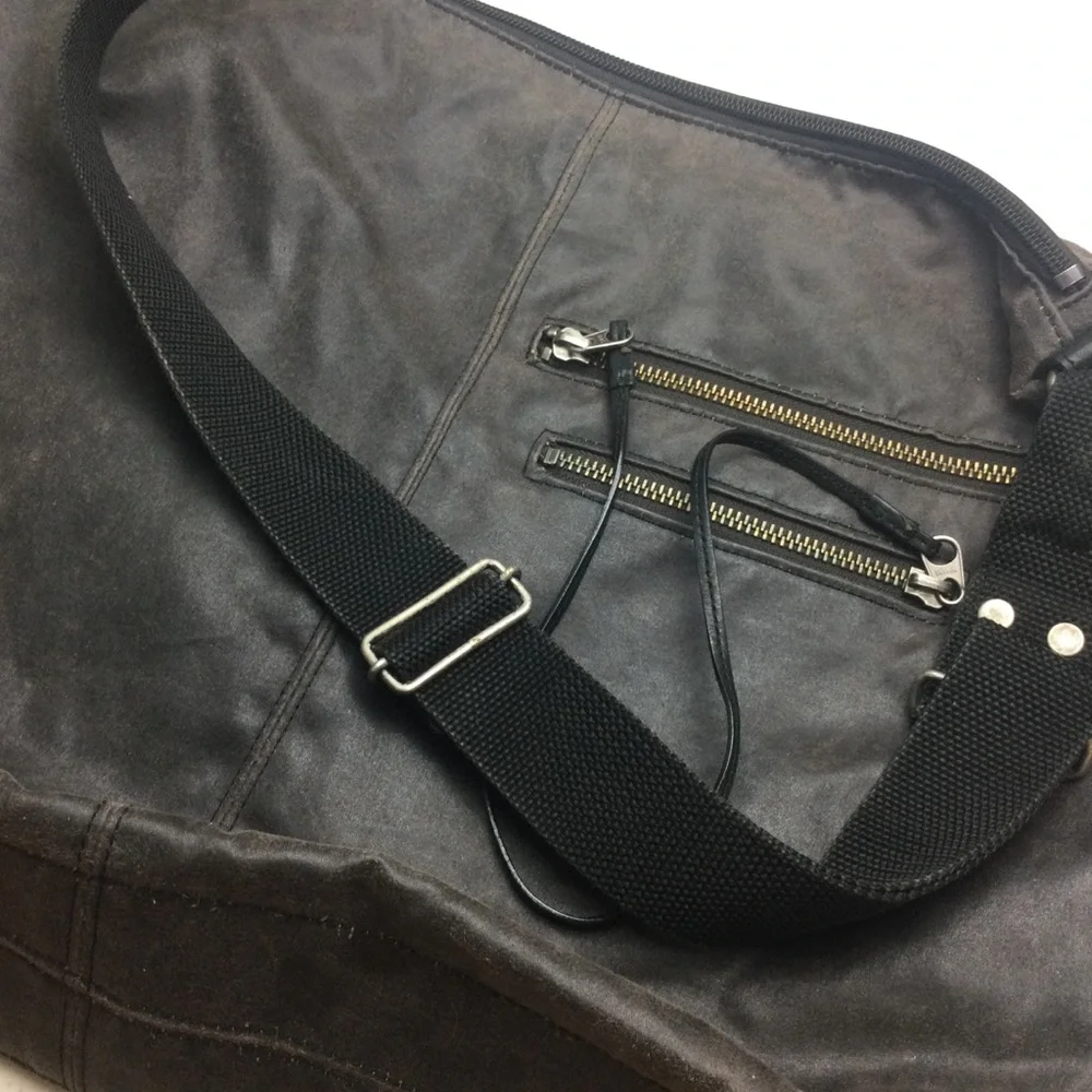 Art-Berg Do Gray Suede Zip Top Adjustable Shoulder Messenger Bag
